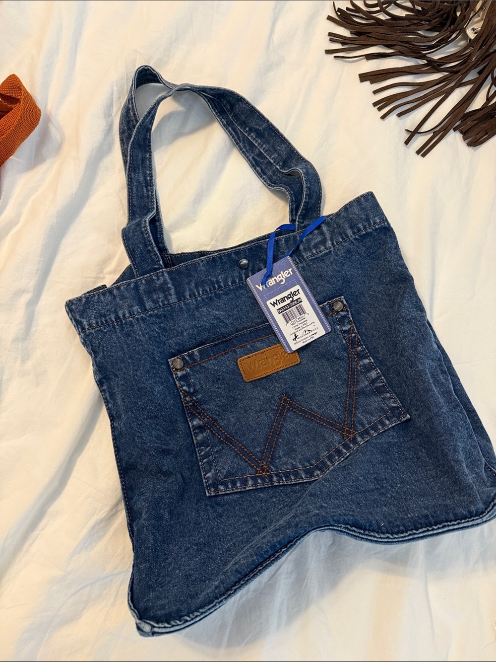 Wrangler Dark Blue Denim Jeans Tote Bag - Wrangler